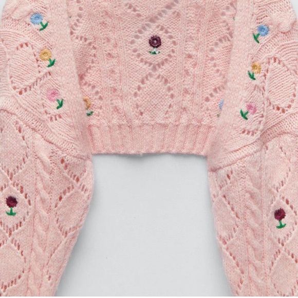 NWT ZARA PINK POINTELLE KNIT ARM WARMERS - Picture 6 of 8